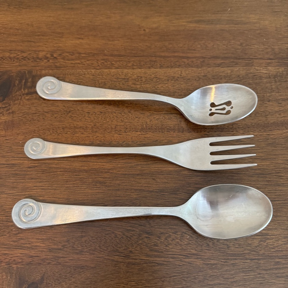 Robert Welch AMMONITE SATIN 3 Pcs Serving Spoons Fork  Stainless Flatware